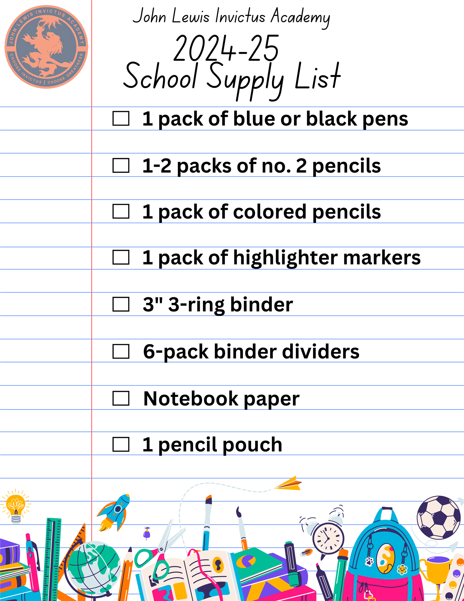 School Supplies List 2024-25